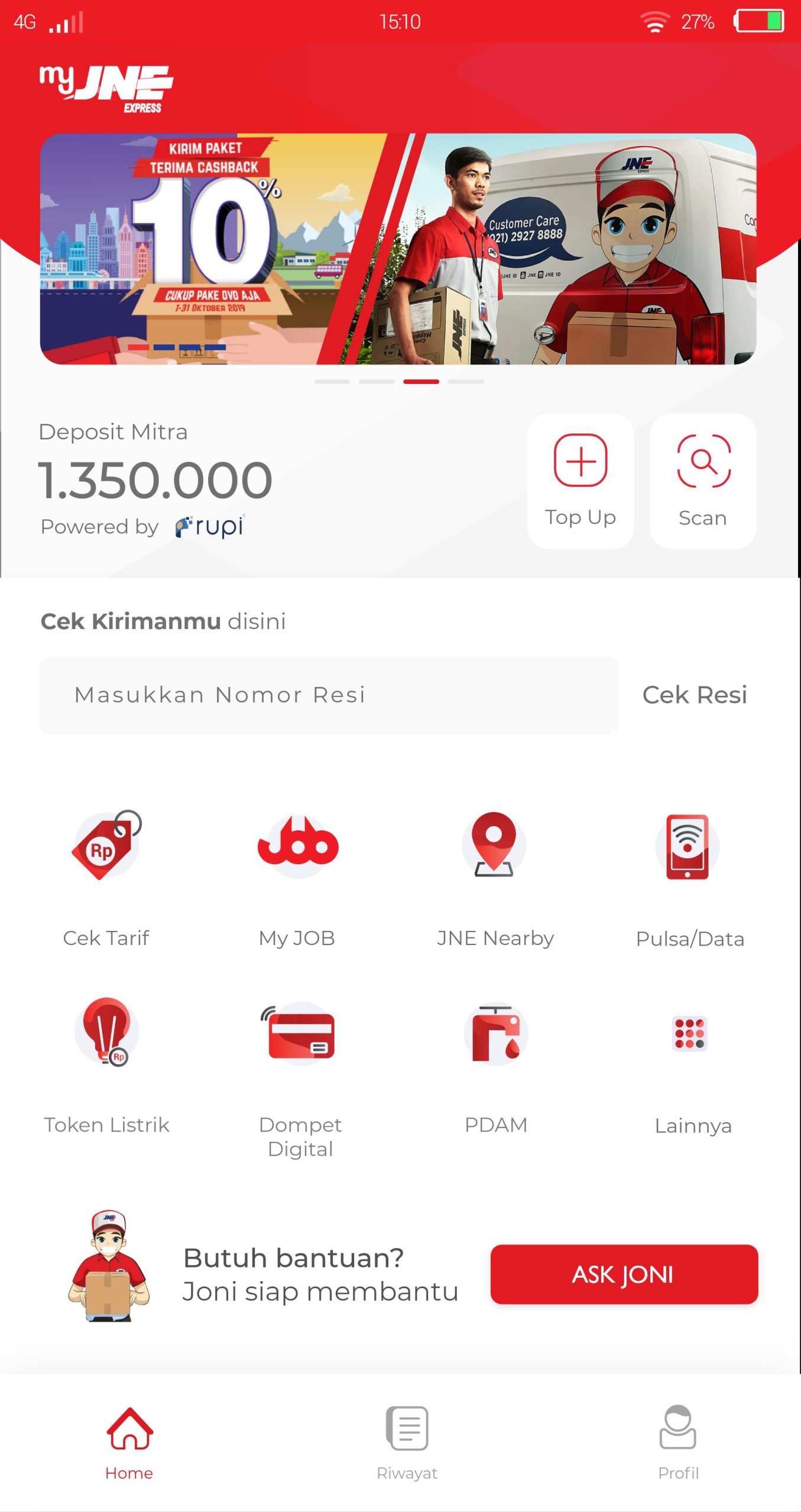 cara cek resi JNE