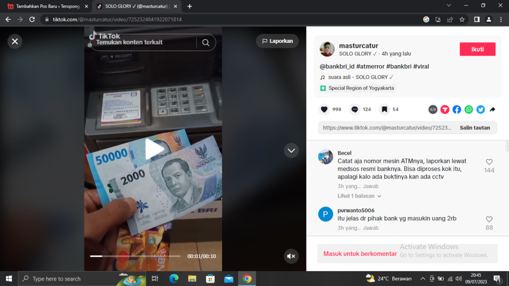 tarik tunai viral ATM 9-7-2023