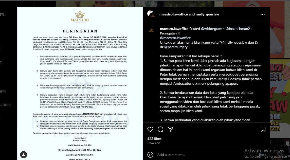 surat terbuka melly goelsaw