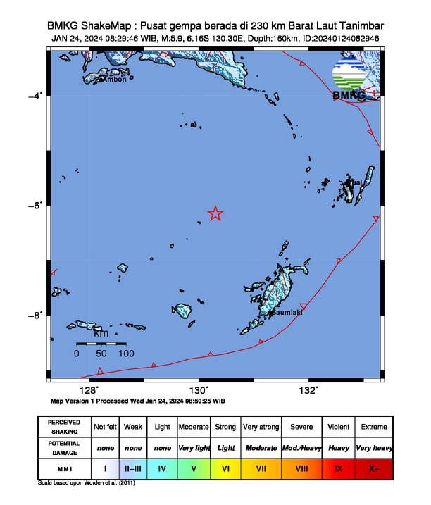 Gempa Bumi M 5,9 Tanibar