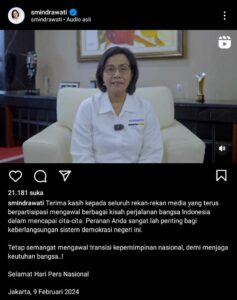 Sri Mulyani dalam Hari Pers Nasional