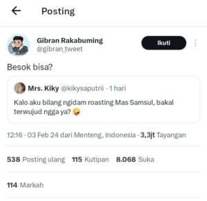 Tweet Kiky dan Gibran