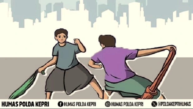 polres cianjur, perang sarung