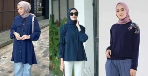 baju biru cocok dengan jilbab warna apa