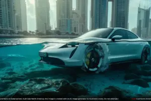 porsche taycan banjir dubai