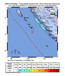 Gempa Bumi M 5,7 Guncang Kabupaten Mukomuko Bengkulu
