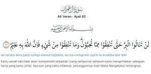 Penjelasan tentang wakaf dalam Al Quran Surat Ali Imran ayat 92