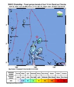 Gempa Magnitudo 5,4 Guncang Daruba Maluku Utara