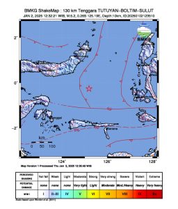 Gempa M 5,2 Guncang Tutuyan, Boltim Sulawesi Utara