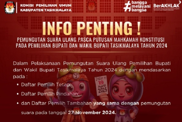 KPU Tasikmalaya PSU Pilkada 2024, Cabup pengganti Ai Diantani