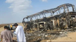 bus jemaah umrah kebakaran