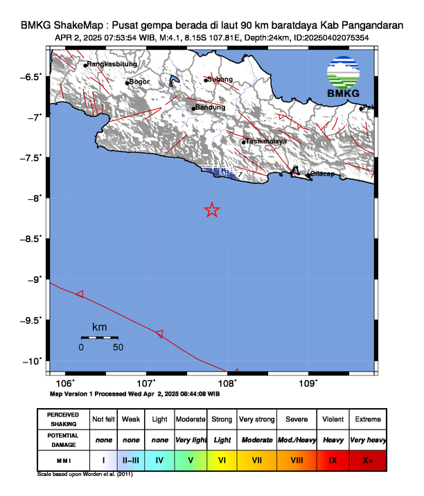 Kabupaten Pangandaran Diguncang Gempa Magnitudo 4,0