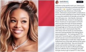 azealia sebut indonesia tempat sampah dunia