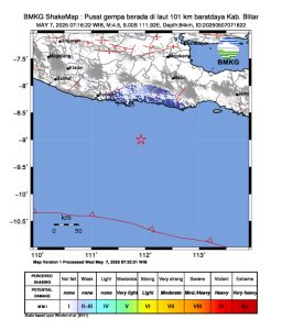  Gempa Magnitudo 4,6 Guncang Blitar Jawa Timur
