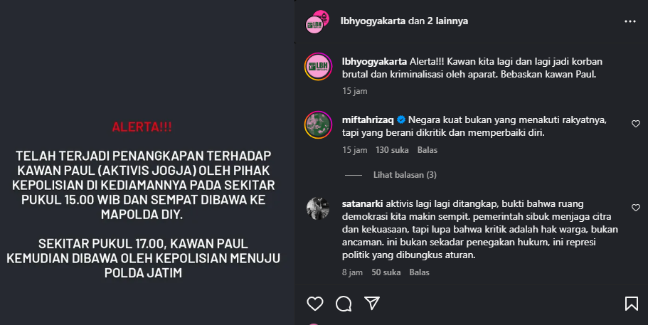 AKTIVIS jogja paul ditangkap polisi