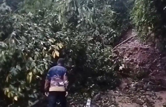 Longsor Cianjur jalan Sindangbarang