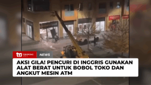 Aksi Gila! Pencuri di Inggris Gunakan Alat Berat untuk Bobol Toko dan Angkut Mesin ATM