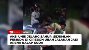 Aksi Unik Jelang Sahur, Sejumlah Pemuda di Cirebon Ubah Jalanan Jadi Arena Balap Kuda